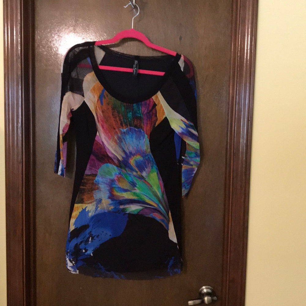 Tunic With Shear Print Overlay - image 1